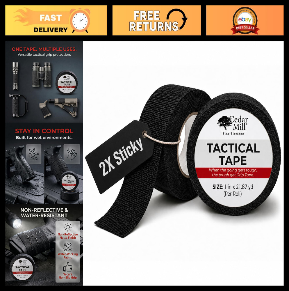 2-Pack Water-Resistant Non-Slip Gun Grip Tape – Tactical Tape for Rifles & Shotg