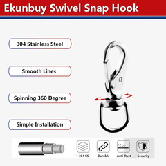 Swivel Eye Snap Hooks, 304 Stainless Steel Heavy Duty 2.7 Inch 3.5 Inch Spring H