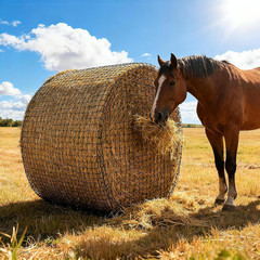 Martx 5X5Ft round Bale Hay Net for Horses Slow Feed,Knotless-Livestock Slow Fee