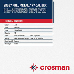 Crosman SR357 .177 Cal Air Pistol CO2 Metal Revolver w/ 200 Pellets & 5 CO2