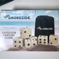 Jumbo Wooden Dice for Backyard Outdoor Games with Laminated Scoresheets & Bag