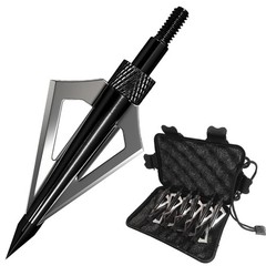 12pcs Archery Broadheads 3 Fixed Blade 100Grain Hunting Arrowheads with One Case