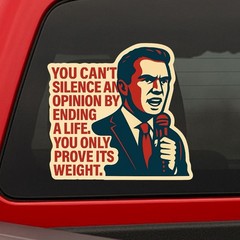 Charlie Kirk Inspirational Tribute Sticker You Can’t Silence An Opinion Sticker