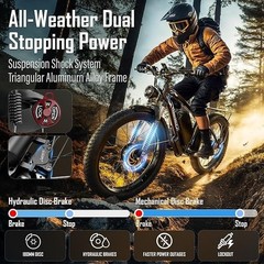 4000W Electric Bike Bicycles 45MPH 100Miles 52v 34AH Ebike FatTire 24In Commuter