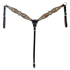 Western Headstall and Breast Collar Set HILASON Tooled Leather Horse Bridle Tack