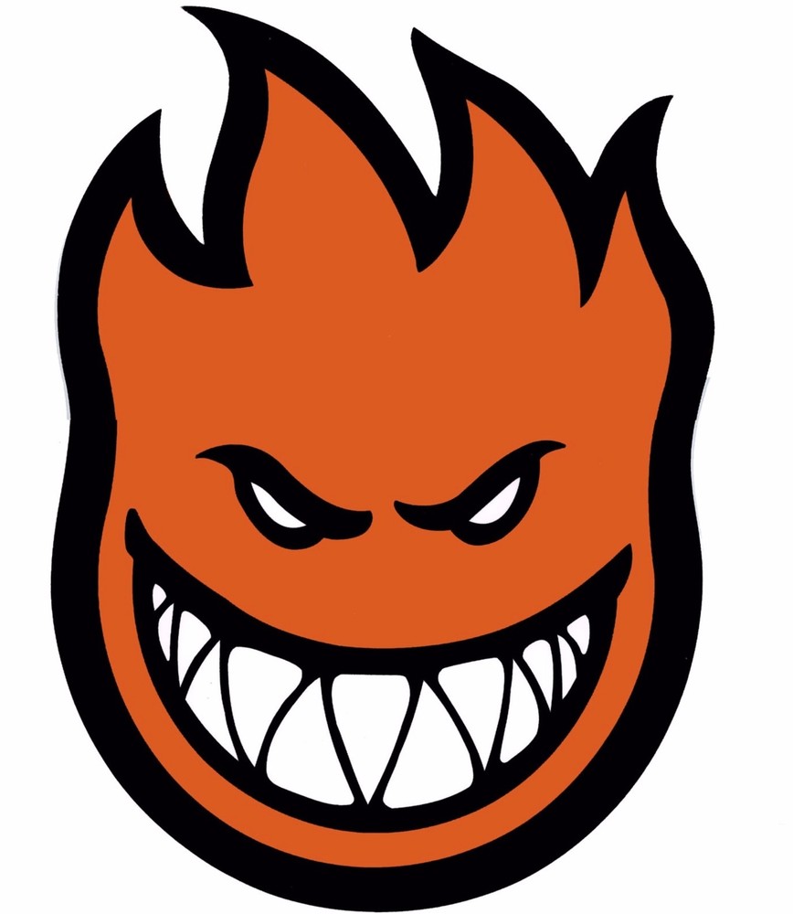 GIANT Spitfire Skateboard Big Head Sticker – ORANGE – 25 x 18 inches