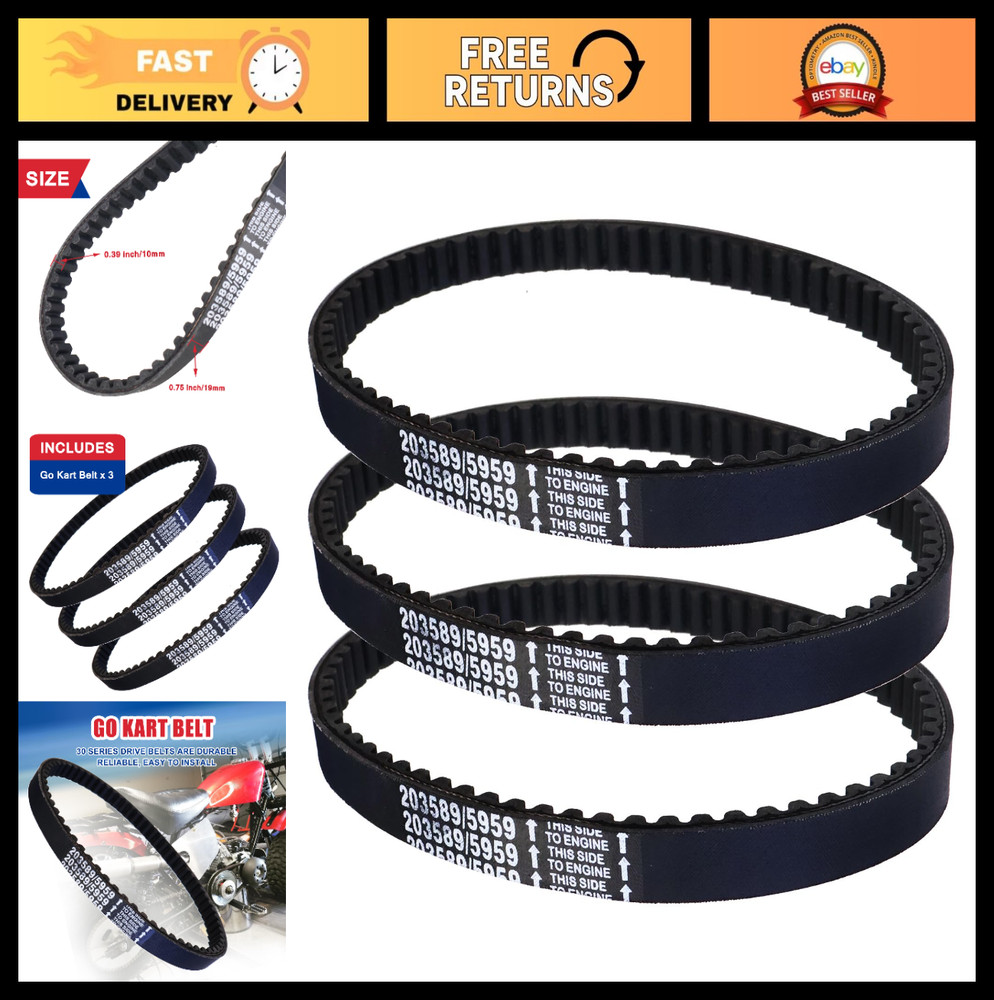 30 Series Go Kart Drive Belt for 212cc 196cc 6.5HP Mini Bike & Go Kart – 3PCS He