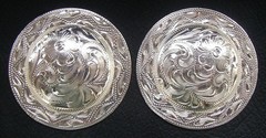 2 – 1″ Silver Hand Engraved Western Conchos with Star