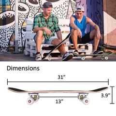 Skateboards for Beginners Adults Youths Teens Kids Girls Boys 31 Inch Pro Com…