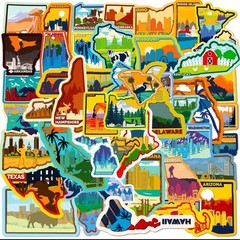 50 US States Travel Waterproof Stickers – NEW!