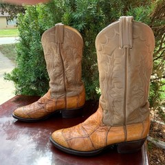 Tony Lama Vintage Exotic Ostrich Patchwork Leather Cowboy Boots Size 8.5 D