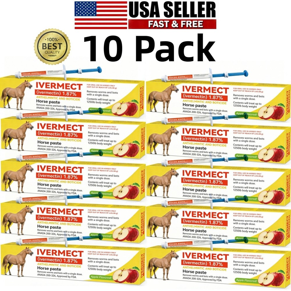 10 Pack In Box Paste Horse Dewormer Apple Flavor wormer EXP 1/2028