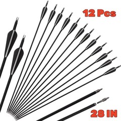 12Pcs 28″ Mixed Carbon Arrows SP500 Archery Target Practice Compound Recurve Bow