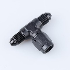 -3 AN Male Flare Tee Fitting Adapter with AN3 Female Swivel On Side 3AN Black