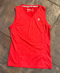Ariat AriatTEK Red Sleeveless V-Neck Equestrian Top Shirt V-Neck