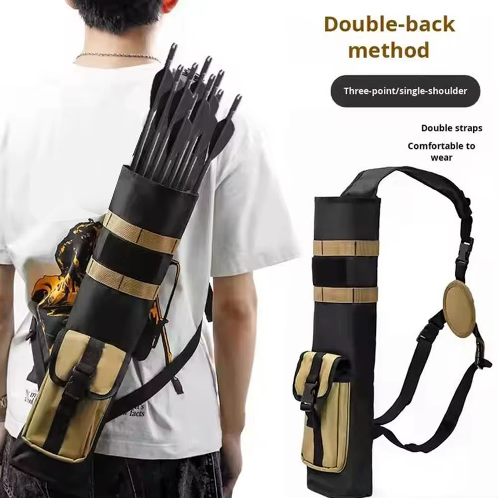 Adjustable Archery Arrow Quiver Back/Shoulder Wearable Nylon Arrow Holder Pocket