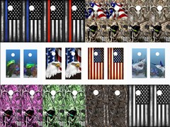 Cornhole Board Wraps US Military Vet POW Dog Tags American Flag Bald Eagle combo