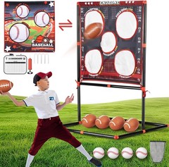 VROGTIK 2-in-1 Football Baseball Toss Game Kids 3-8 Backyard Beach Camping Toy