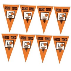 Basketball Game Time Pennant Banner, 100 Feet long, Basketball Backboard and