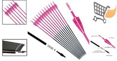 30in Carbon Arrows Fluorescent Pink Practice Hunting Pack of 12