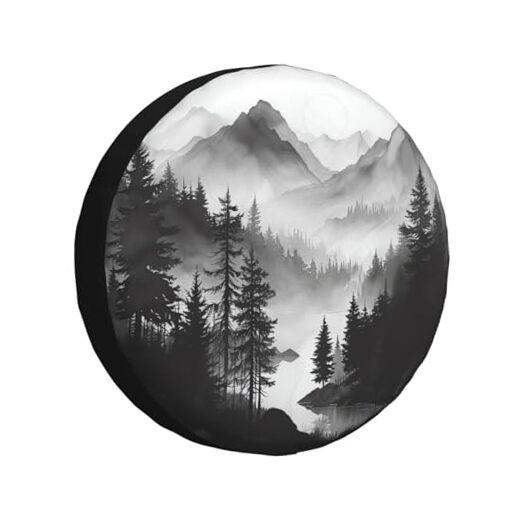 Spare Tire Cover Mountain Lake Tree Landscape Wheel Covers Weatherproof