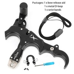 Archery Thumb Release Aid 360 Degree Rotating Head 3/4 Fingers Adjustable Black