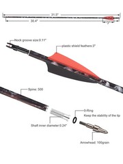 60″ Archery Takedown Recurve Bow 25-60lbs RH &Carbon Arrows Hunting Shoot Target