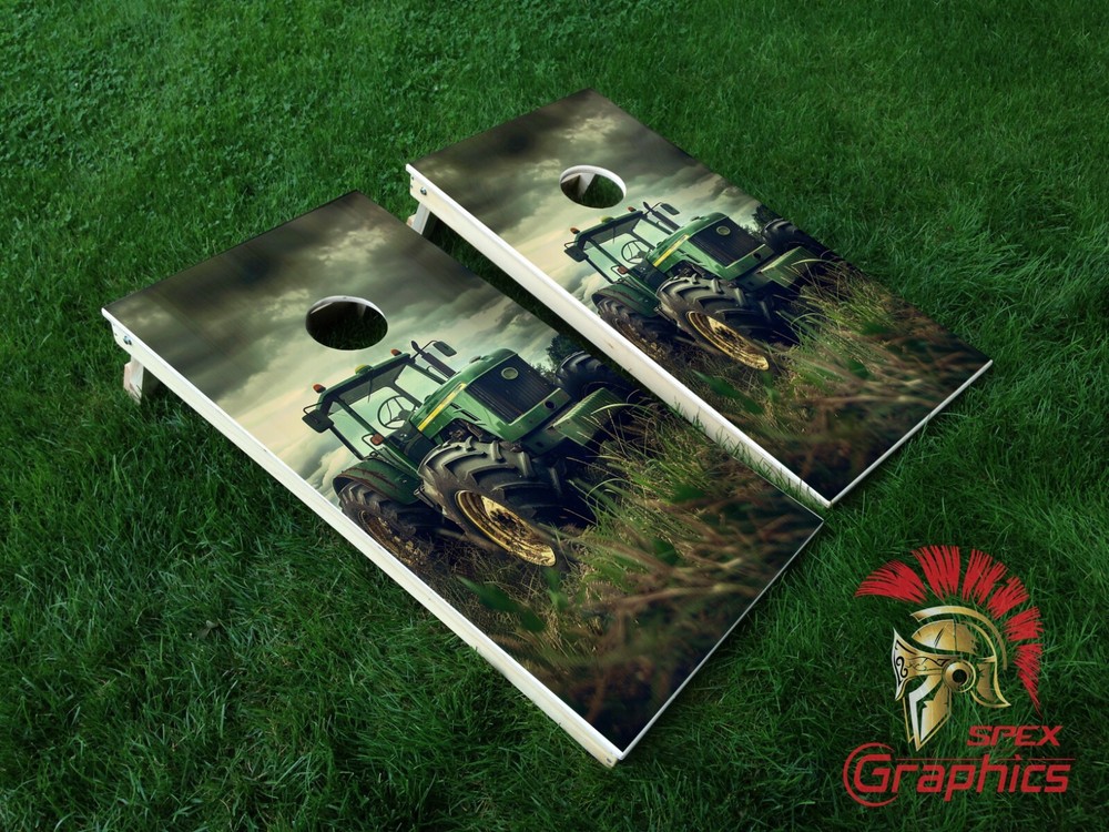 John Deere Tractor Cornhole Board Wraps Laminated Waterproof Non-Fading Skins