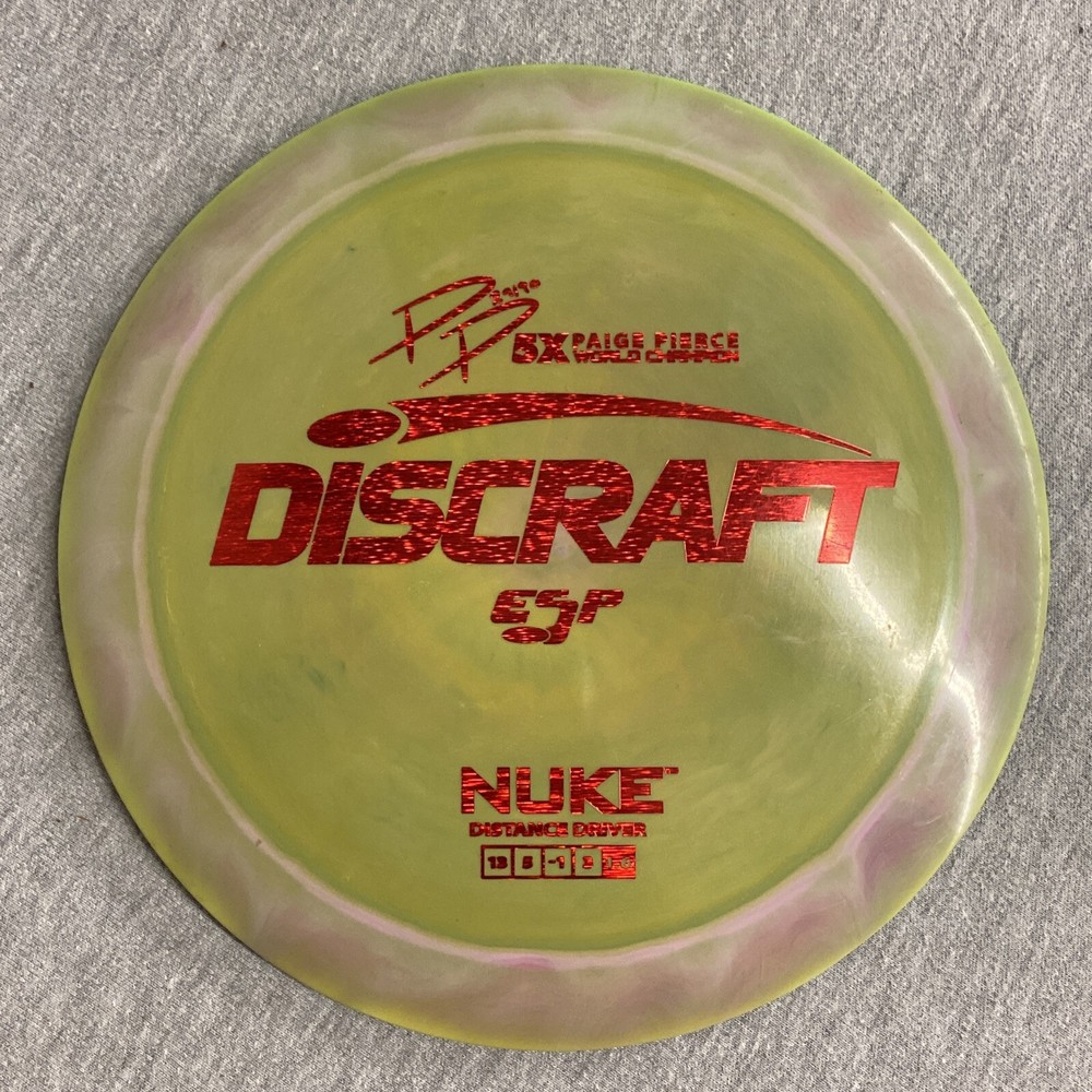 Discraft ESP Nuke 5X Paige Pierce Signature Disc Golf Green Red Stamp