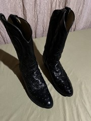 Vtg 80s Durango Black Leather Western Cowboy Boots Mens 10.5 Pull On