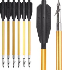 6/12pcs Aluminum Fishing Hunting Bolts 6.8″ Mini Arrows Barbed Bowfishing Darts