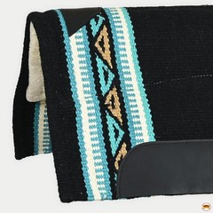 HILASON 32×32 In Western Horse Saddle Wool Blanket Pad Fur Padding Black