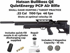 Hatsan BullBoss QE .22 Cal PCP Air Rifle w/ Scope & Targets and Pellets Bundle