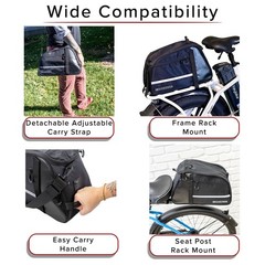 XL Rear Rack Bag for Bicycles & e-Bikes, 12L Bike Trunk Bags for Bicycle & eBike