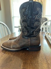 Dan Post Men’s Western Cowboy Boots Brown/Black Leather Square Toe 10D