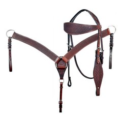 BH HILASON Western Horse Headstall Breast Collar Tack Set Genuine American