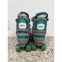 DBX Kids Adjustable Roller Skates Teal White Grey Quad Skates Size 5-8 Max Fit