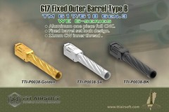 TTI AIRSOFT P0038-GOLDEN TM G17 G18 Gen3 WE G-series Fixed Outer Barrel Type B