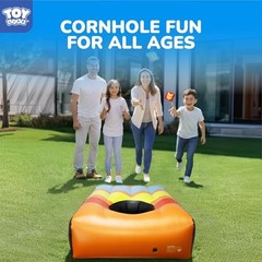 2 Sets Inflatable Pool Games Toys, Pool Cornhole Game Floating Orange&Blue