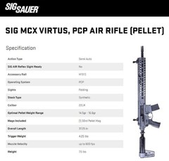 Sig Sauer MCX Virtus PCP Pellet Air Rifle .22 Caliber Semi-Auto (AIR-VIRTUS-22)