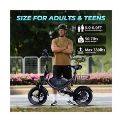 Electric Bike with Basket, 14″ Folding Ebike 22 MPH, 35 Miles Range, Dual Sus…