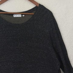 Habitat Shirt Womens Medium Charcoal Olive Two-Tone Long Sleeve Scoop Neck