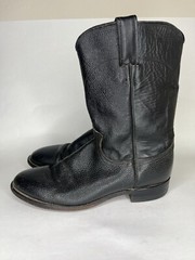 Justin black leather cowboy boots pointed toe J40594 Men Sz 8.5D Made In USA