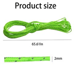 Dyneema Tent Guy Guide Reflective Green Rope – 200kg Breaking 2mm,