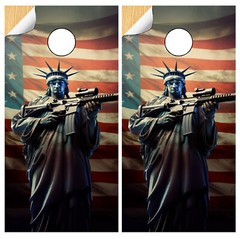 C342 Liberty Flag Cornhole Board Wraps LAMINATED Wrap Decals Vinyl Sticker Skins