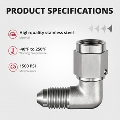 3AN Male to 3AN Female 90 Degree Swivel Brake Line Fitting, AN Adapter