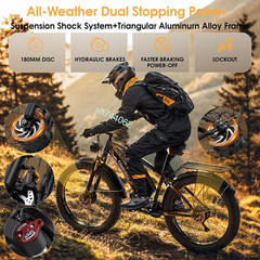 5000W Peak Electric Bicycle Dual Motor 52V 34AH 45mph 100Miles Fat Tire Commuter