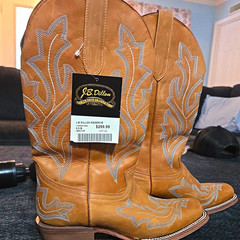 J.B. Dillon Reserve Women’s Tan Leather Western Boots Silver Stitch 9.5