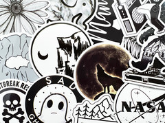 50 Variety Black and White Cool Laptop Gothic Stickers Tattoo Goth Decals