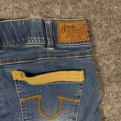 Goode Rider Jeans Equestrian Breeches Womens 26L Blue Cotton Knee Patch GUC